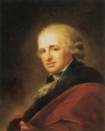 Julian Ursyn Niemcewicz w 1796 r., portret autorstwa Giovanniego Battisty Lampiego (ze zbiorów Państwowego Muzeum Rosyjskiego w Petersburgu)