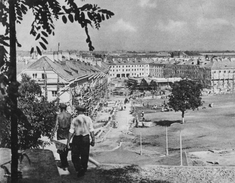 Budowa osiedla Mariensztat w Warszawie, 1949 r. (fot. domena publiczna)