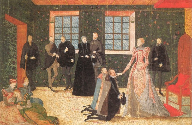 Elżbieta I przyjmuje ambasadorów z Niderlandów, obraz przypisywany Levinie Teerlinc, ok. 1560 r.