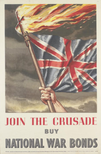 „Dołącz do krucjaty. Kupuj obligacje wojenne” – brytyjski plakat propagandowy z czasów II wojny światowej (ze zbiorów Imperial War Museum, Art.IWM PST 15626, IWM Non Commercial Licence)
