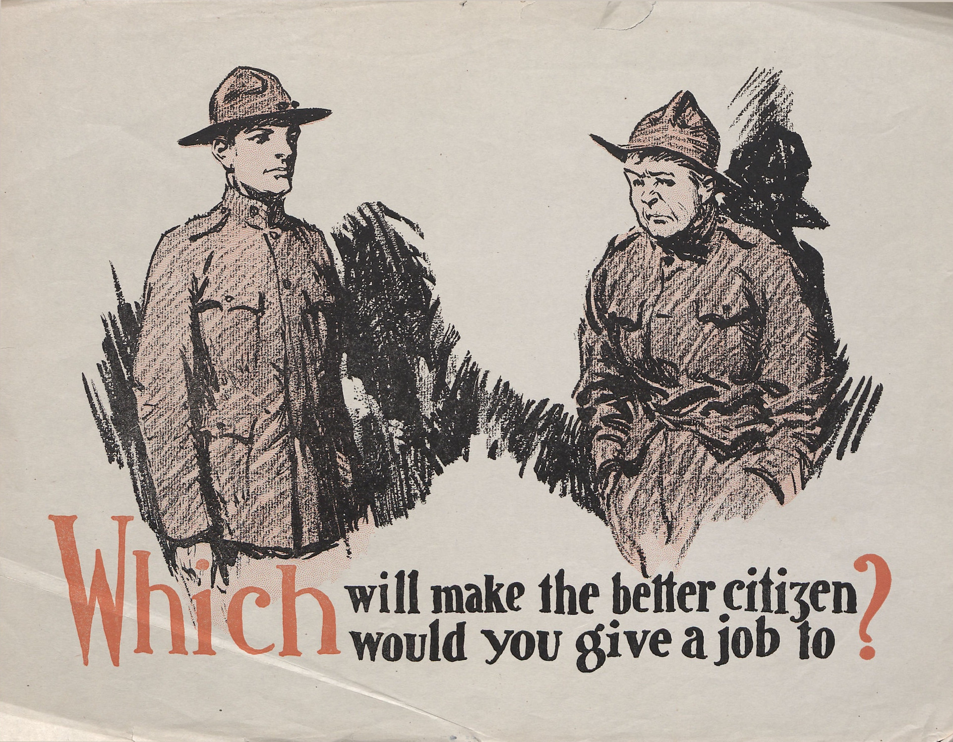 Jeden z amerykańskich plakatów pouczających weteranów I wojny światowej, jak mają się zachowywać po powrocie do domów (il. Gordon Grant, National WWI Museum and Memorial, domena publiczna)