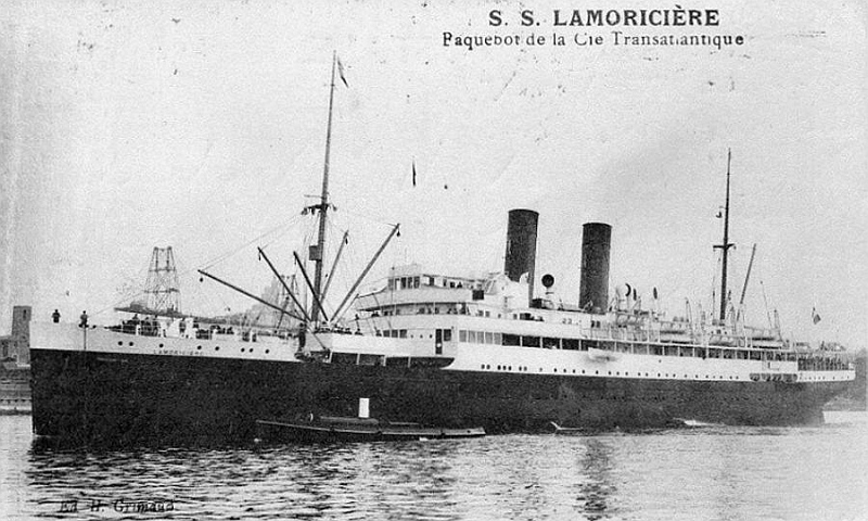 SS Lamoricière, statek, który zatonął z Jerzym Różyckim na pokładzie (fot. domena publiczna)