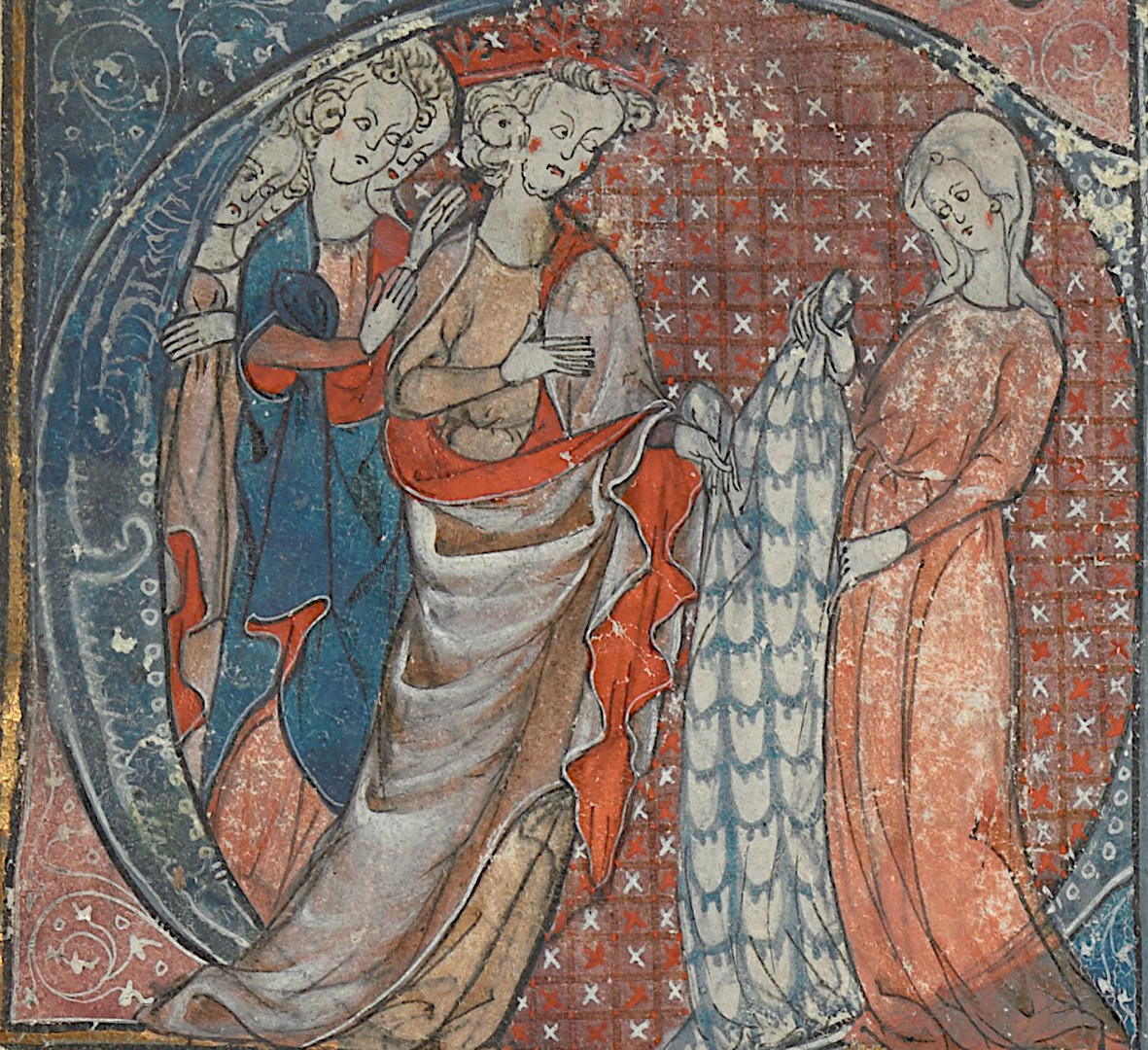 Artur i Ginewra Miniatura z XIV-wiecznego rękopisu „Księgi Merlina” Roberta z Boron (ze zbiorów British Library, Add MS 38117, f.224r)